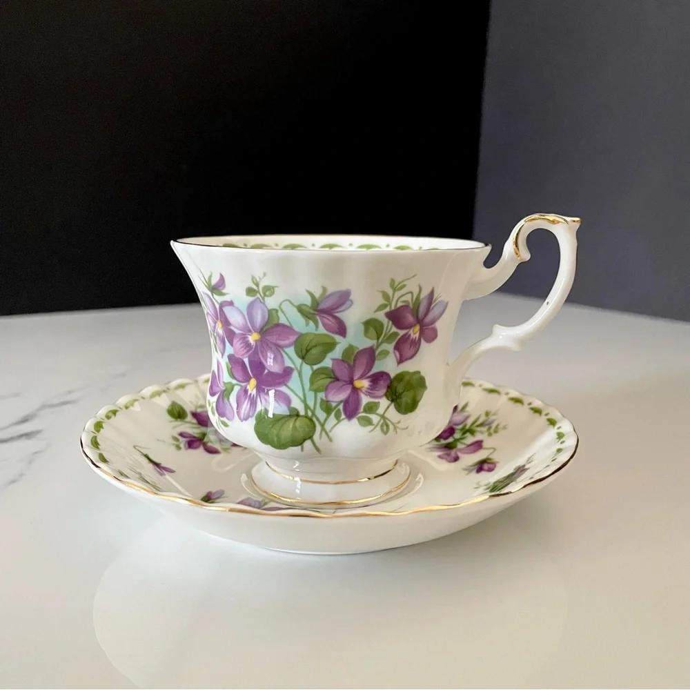 February Violets Cup & Saucer by Royal Albert